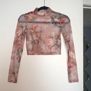 NWOT sheer cropped angel top